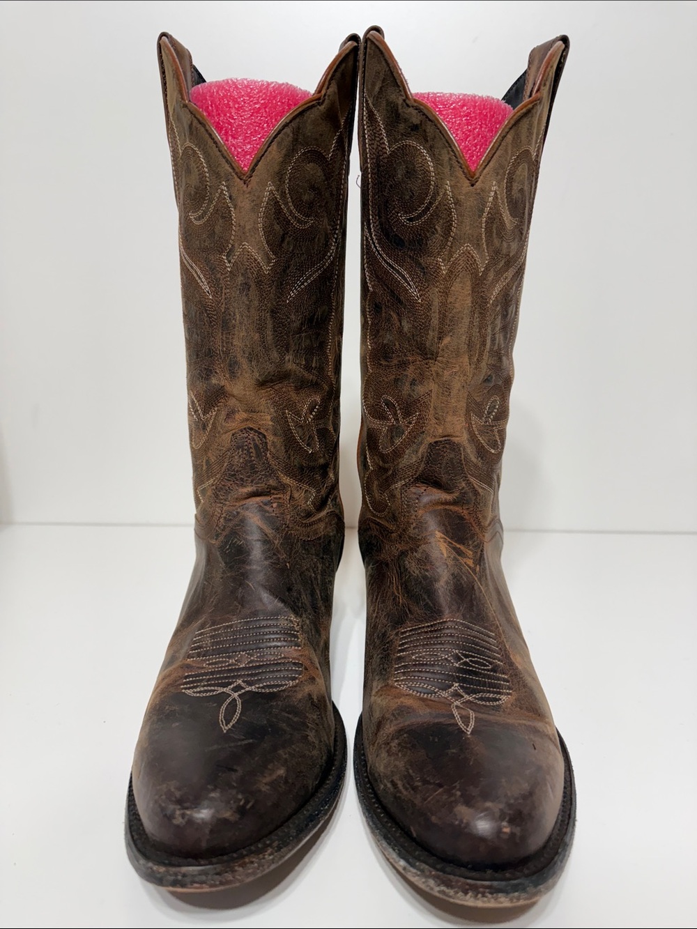 J.B Dillon Distressed Cowgirl Boots Size 10B Goat Leather - Picture 4 of 17